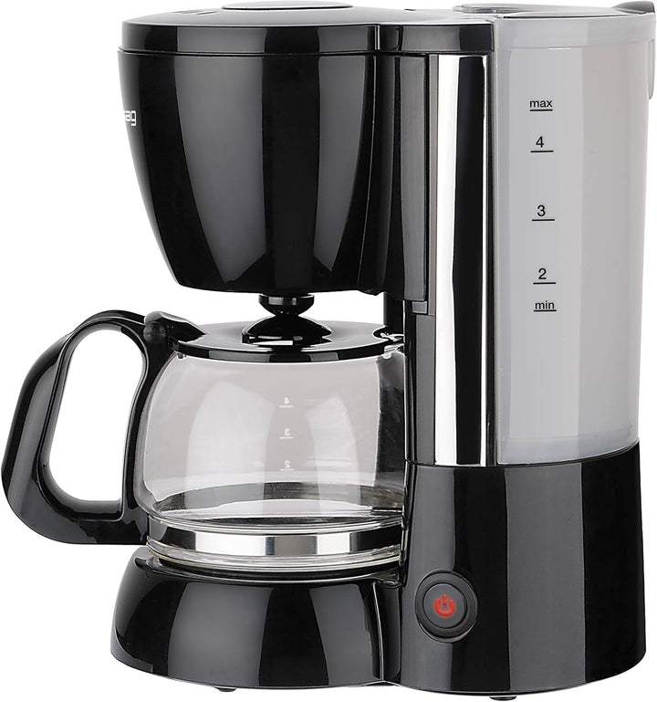 Cafetieră cu filtru și carafă de sticlă KA 12.17 | 0,6 litri pentru 4 cești de cafea | 600 wați | negru - oțel inoxidabil