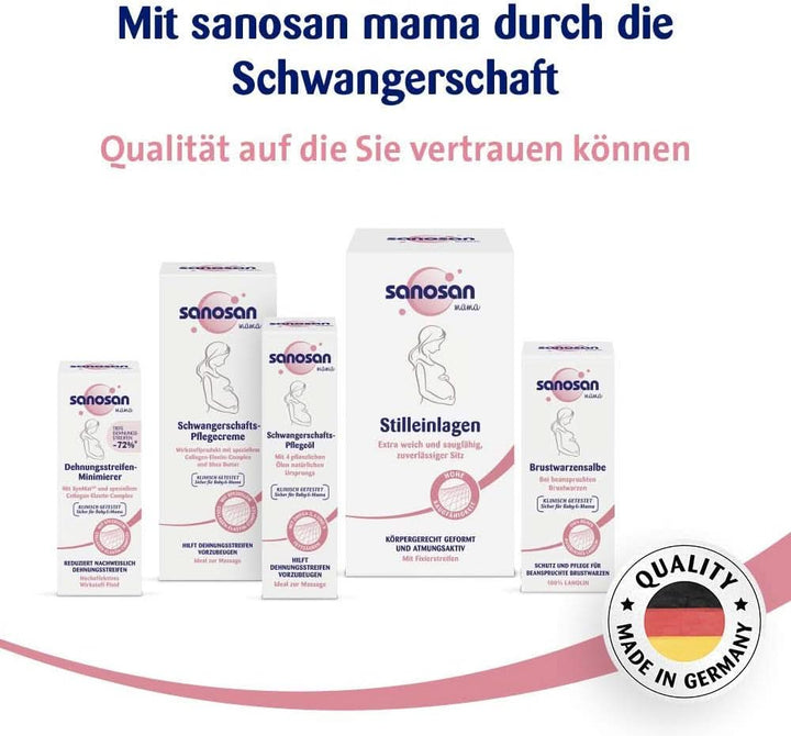 Sanosan Stretch Mark Minimiser, testat clinic - dovedit a reduce vergeturile după sarcină, fără ulei de parafină, coloranți, siliconi, 75 ml