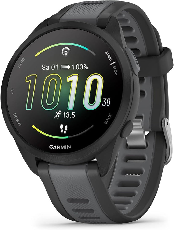 Garmin Forerunner 165 Music - smartwatch GPS ușor pentru alergare, cu ecran tactil AMOLED de 1,2", recomandări de antrenament, date despre sănătate, funcții inteligente și muzică pe încheietura mâinii