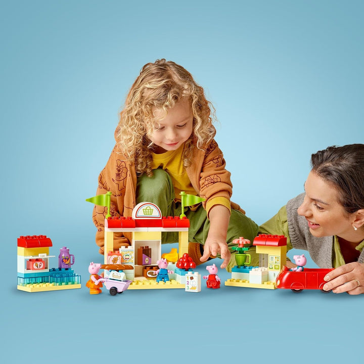 LEGO DUPLO 10434 Supermarketul lui Peppa: jucărie educațională creativă și set de joacă, cadou pentru băieți și fete de la 2 ani, încurajează dexteritatea