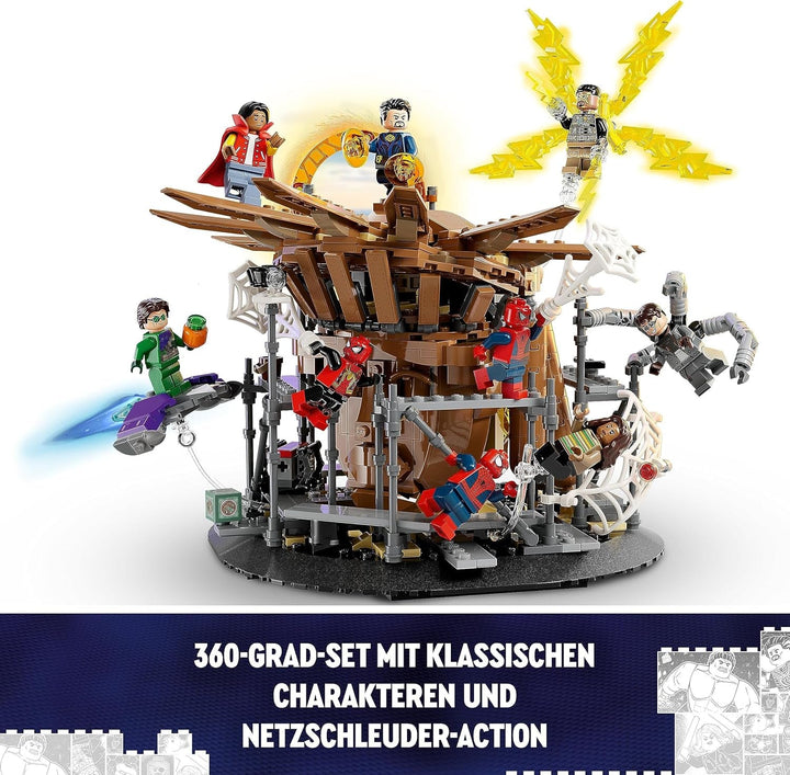 LEGO 76261 Marvel Spider-Man's Big Showdown, Spider-Man: No Way Home set cu 3 minifigurine Peter Parker plus Green Goblin, Electro, Sandman, Ned, Doctor Strange și MJ, model de colecție