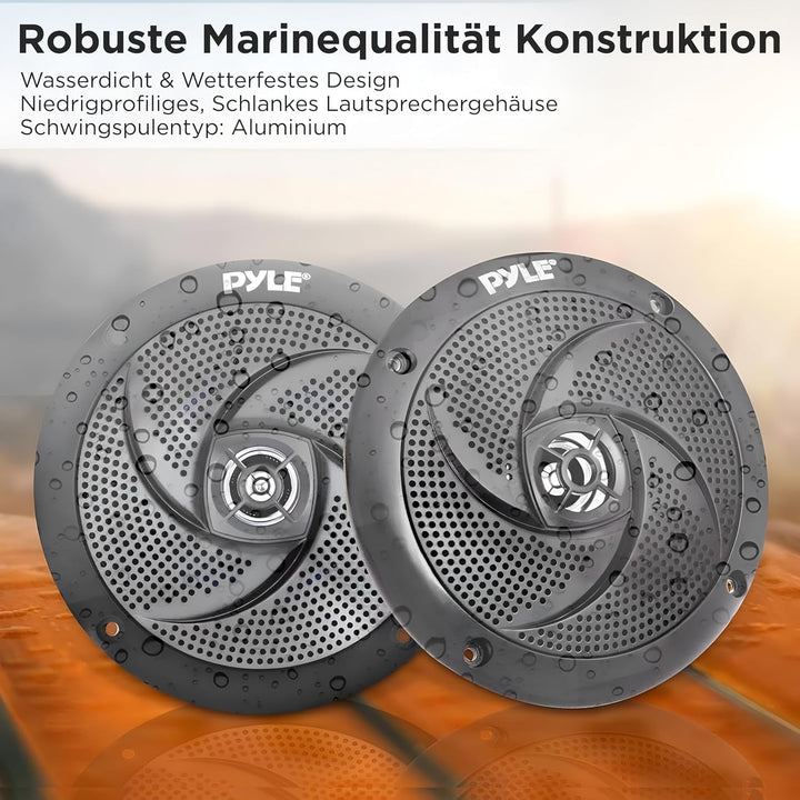 Pyle Outdoor Lautsprecher Box – Wasserdichte Box Outdoor Speaker – Outdoor Musikanlage Für Die Terrasse, Pool Lautsprecher & Aufbaulautsprecher Fürs Auto. 100W Aussenlautsprecher Wasserfest in Schwarz