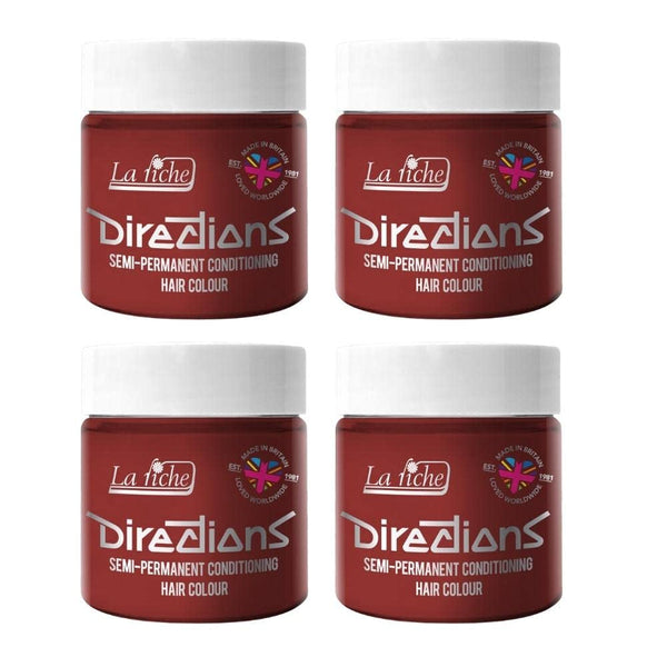 Culoare de păr semipermanentă Directions 100 ml cutie 4 pack (Pillarbox Red) Vopsea pentru par Naty Shop Pillarbox Roșu 400 Ml (1 pachet)