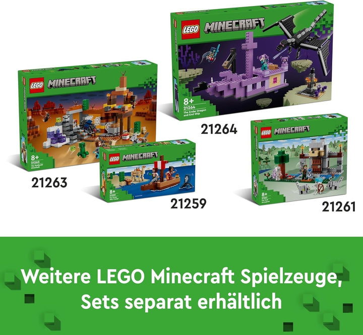LEGO Minecraft Mina din Badlands, jucărie minieră pentru joc video, set pentru băieți și fete cu vârsta de peste 8 ani, cărămizi distractive de construcție, set de aventură, cadou de ziua de naștere 21263