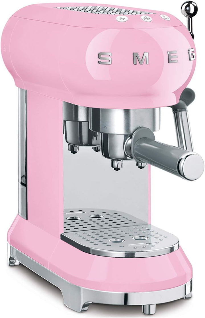 Espressor manual Smeg, ECF01PBEU, sistem cappuccino, termobloc, capacitate mare a ceștilor și funcție dublă de cafea, rezervor de apă de 1 l, dimensiuni compacte, 1350 W, albastru pastel