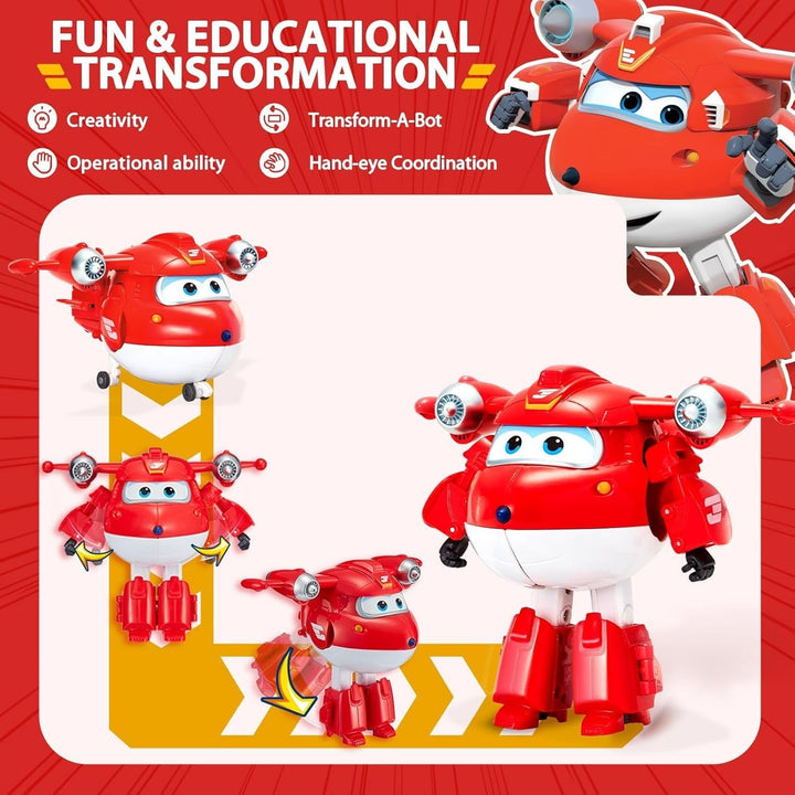 Auldey EU740283 Super Wings Transformer Figura JETT Supercharge 12 Cm, Colorat