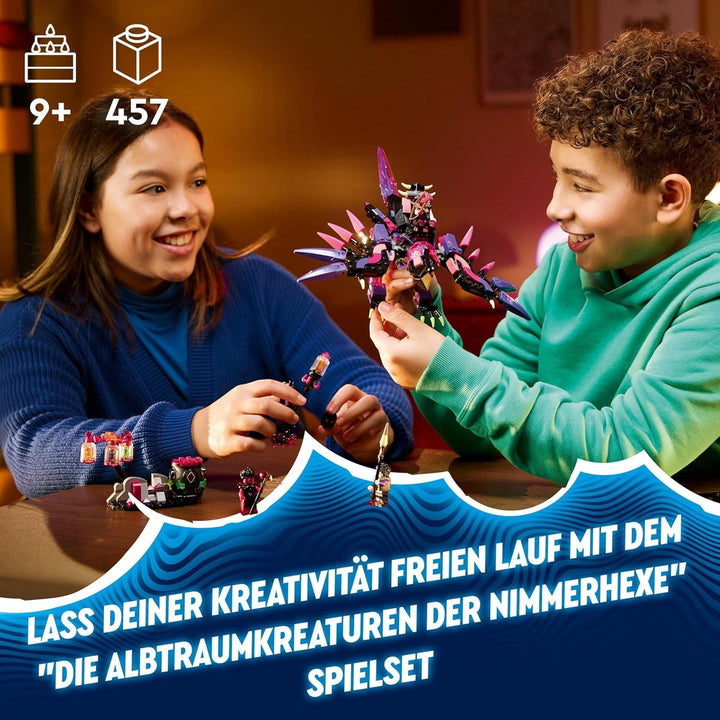 LEGO Dreamzzz 3-In-1 The Nightmare Creatures Of The Never Witch, jucărie magică pentru copii, cazan construibil, lup sau corb, set de fantezie pentru fete și băieți de la 9 ani 71483