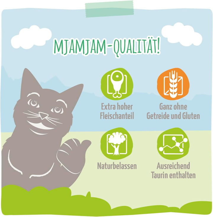 Mjamjam - Hrană umedă premium pentru pisici - Insect cu pui suculent, pachet de 6 (6 X 400 G), fără cereale cu proteine de insecte