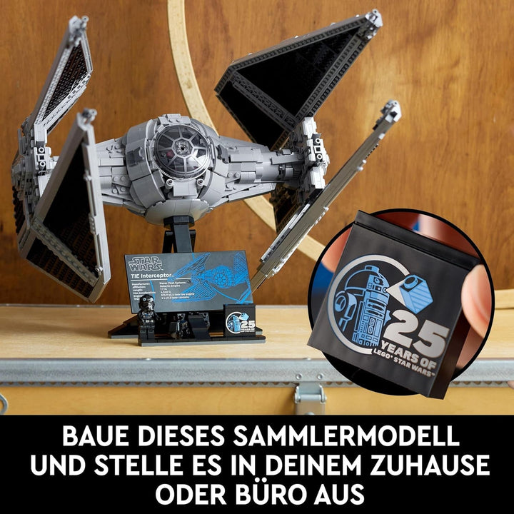 LEGO Star Wars Tie Interceptor, set de construcție creativă din seria Ultimate Collector pentru adulți, model de cărămidă Starfighter, cadou pentru fani, piesă de colecție, set Ucs 75382
