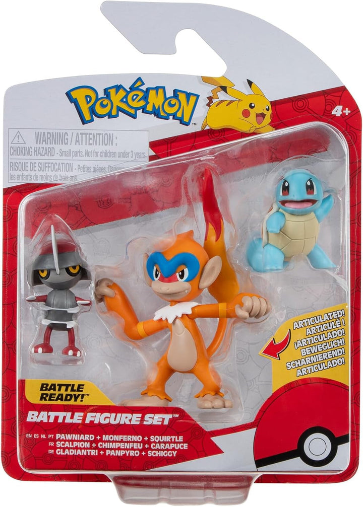 Pokémon PKW3057 Set de figuri de luptă-Piepi, Tanhel, Lauchzelot