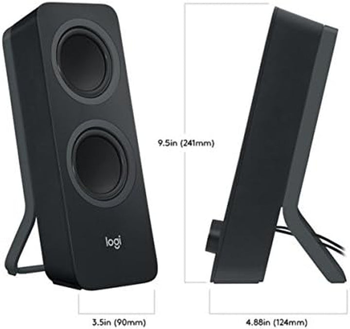 Logitech Z207 Wireless Pc Speaker, Bluetooth, sunet stereo, putere de vârf de 10 wați, intrare de 3,5 mm, mufă pentru căști, funcție Easy-Switch, mufă UE, Pc/Tv/Tabletă/Telefon mobil - negru