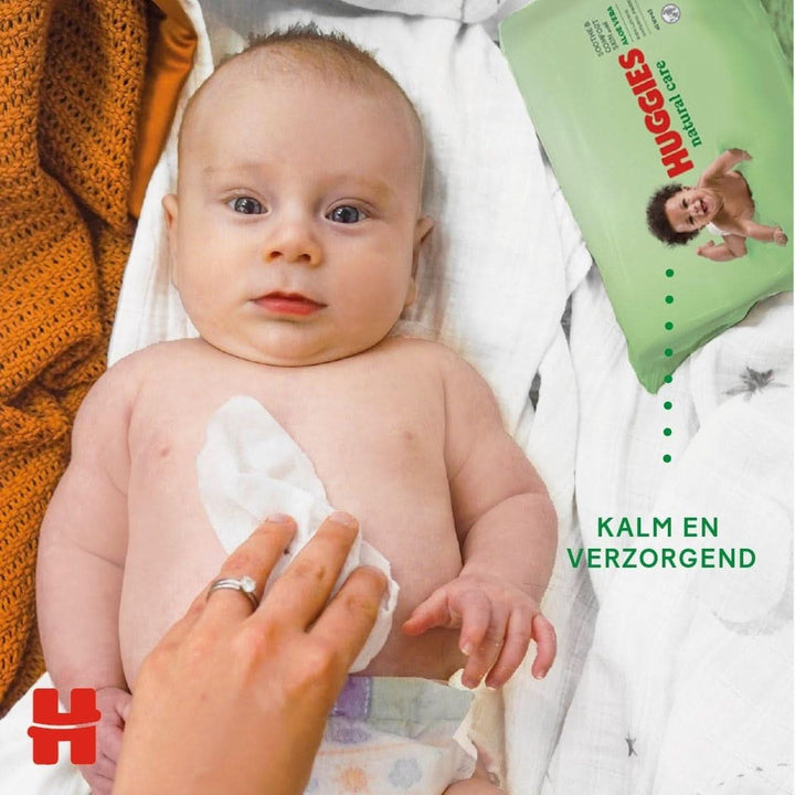 Huggies® Natural Care Babytücher, 10X56 Tücher, Hergestellt Aus Hautpflegefasern Für Eine Gesunde Haut – Babytücher Angereichert Mit Aloe Vera