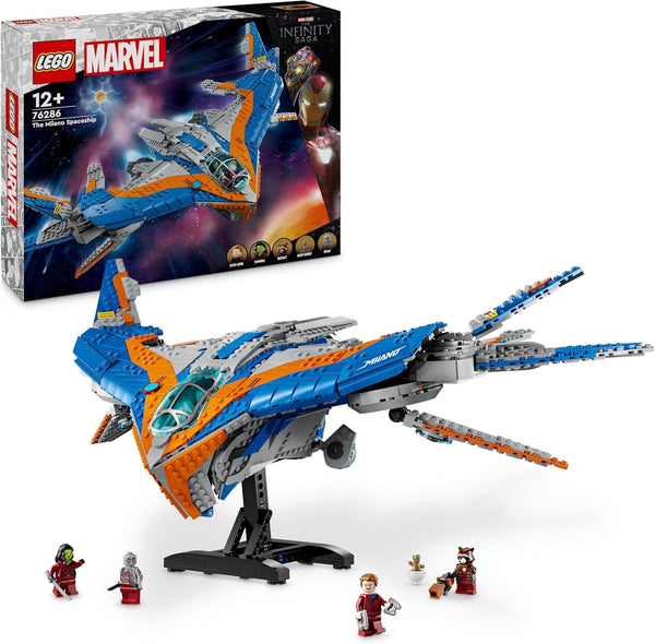 LEGO Marvel Guardians of the Galaxy: The Milano, model construibil de navă spațială cu 4 minifigurine de supereroi, Avengers Flyer pentru aventuri spațiale, cadou pentru băieți și fete 76286