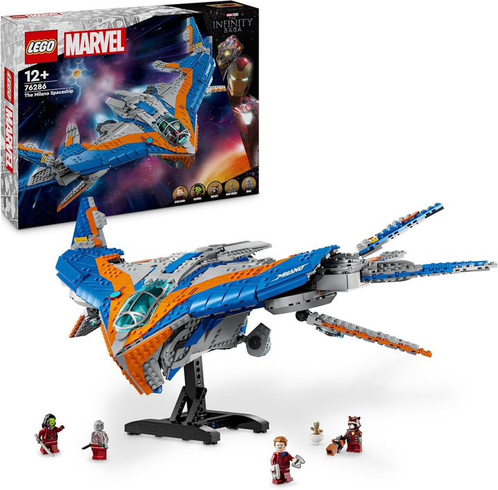 LEGO Marvel Guardians of the Galaxy: The Milano, model construibil de navă spațială cu 4 minifigurine de supereroi, Avengers Flyer pentru aventuri spațiale, cadou pentru băieți și fete 76286
