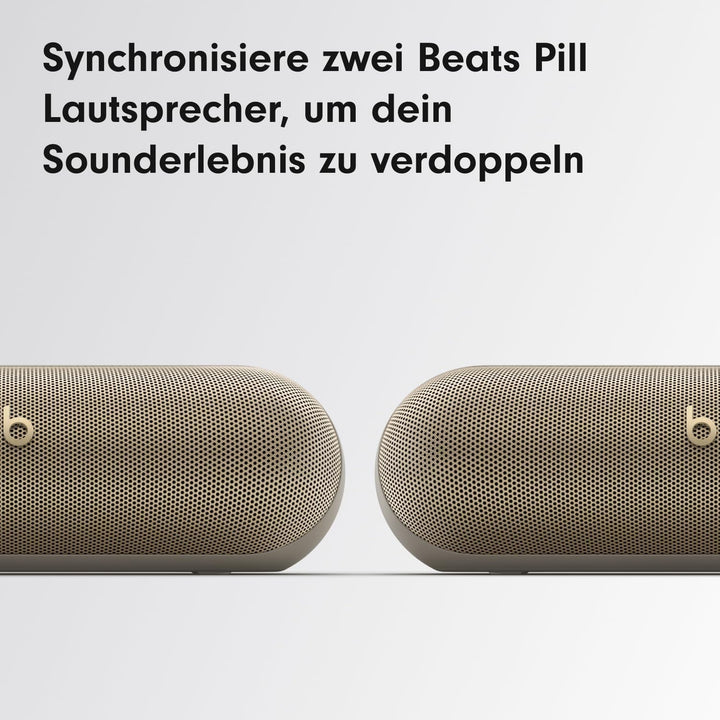 Beats Pill - Difuzor Bluetooth wireless și încărcător portabil prin USB-C, autonomie de până la 24 de ore, rezistent la apă IP67, compatibil cu Apple și Android - Champagne