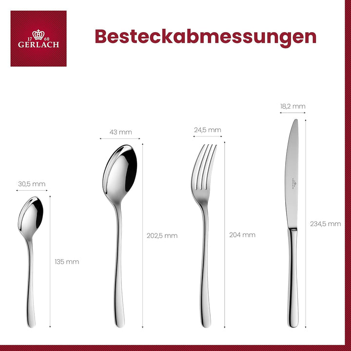 Gerlach Besteck-Set Glänzend Muza, Edelstahl, Silberglänzend, 24 EL. in Einer Schachtel