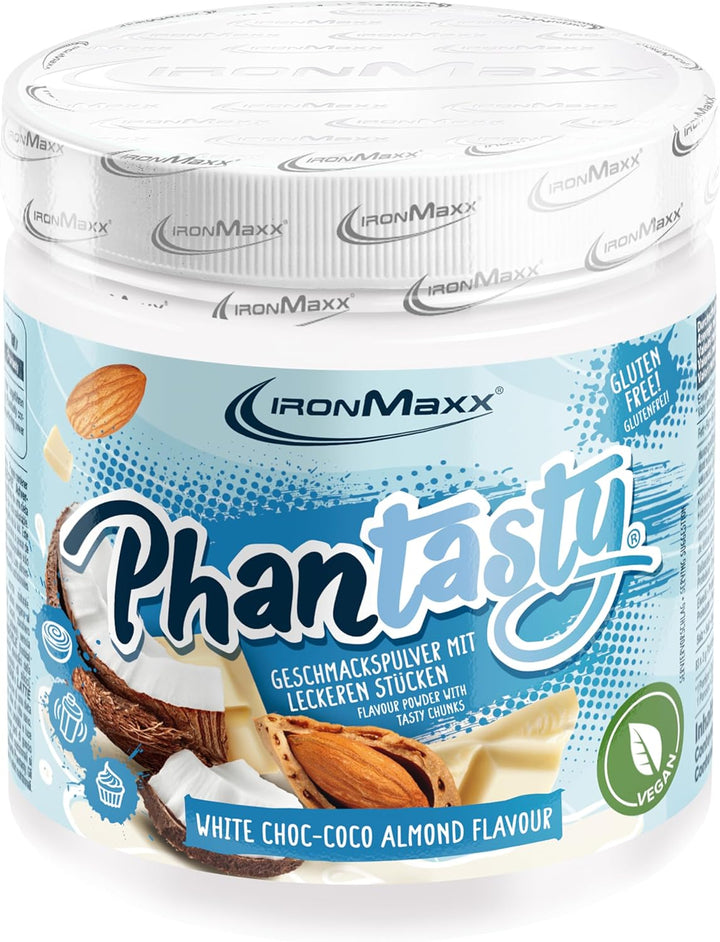 Ironmaxx Phantasty - Creamy Peach 250G Dose | Veganes Geschmackspulver Mit Echten Frucht- Oder Nussstückchen | Perfekter Zuckerersatz