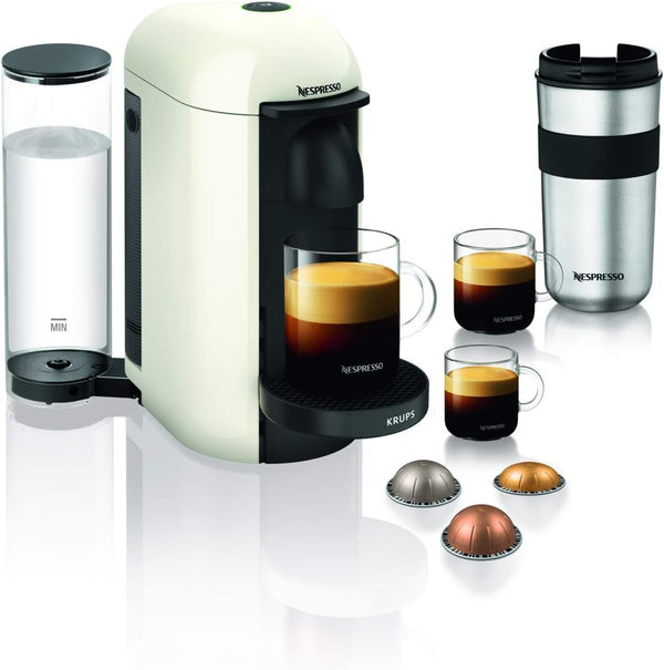 Krups YY2778FD Espressor cu capsule Nespresso Vertuo pentru espresso sau cafea, 40 ml până la 410 ml, alb titan