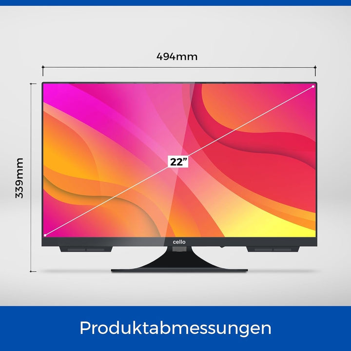 Cello C2224WSH 22" Zoll Full HD SMART Rahmenloser TV Triple Tuner (DVB-C/-S2/-T2) Bluetooth Webos by LG Pitch Perfect Lautsprecher Disney+ Netflix Kleine Räume [2024]
