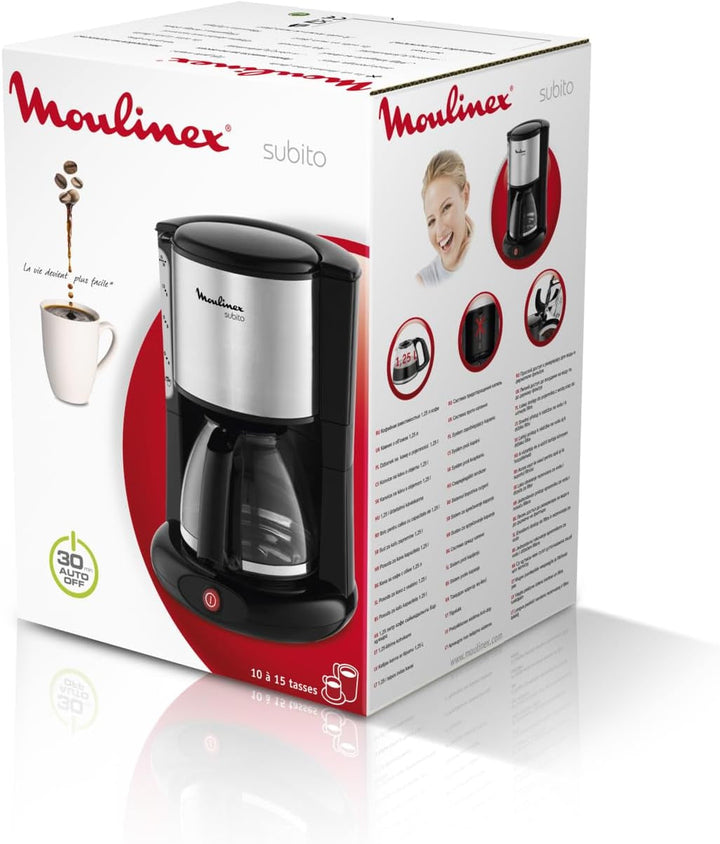 FG360811 Espressor Subito din sticlă, oțel inoxidabil mat, negru, 15 cești