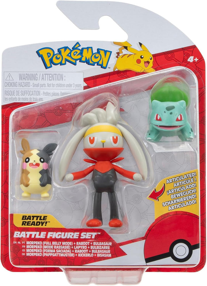 Pokémon PKW3057 Set de figuri de luptă-Piepi, Tanhel, Lauchzelot