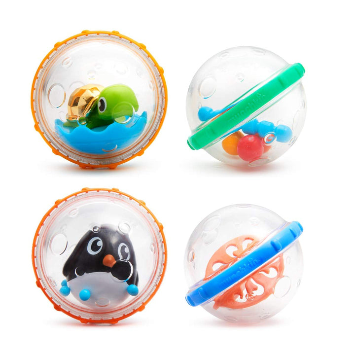 Jucărie de baie Munchkin Float and Play Bubbles | Baby Essentials | Jucării de baie pentru bebeluși și copii | Jucării de baie pentru bebeluși și jucării de duș | 2 pachete Jucarii Bebe Naty Shop Singur Pachet de 4