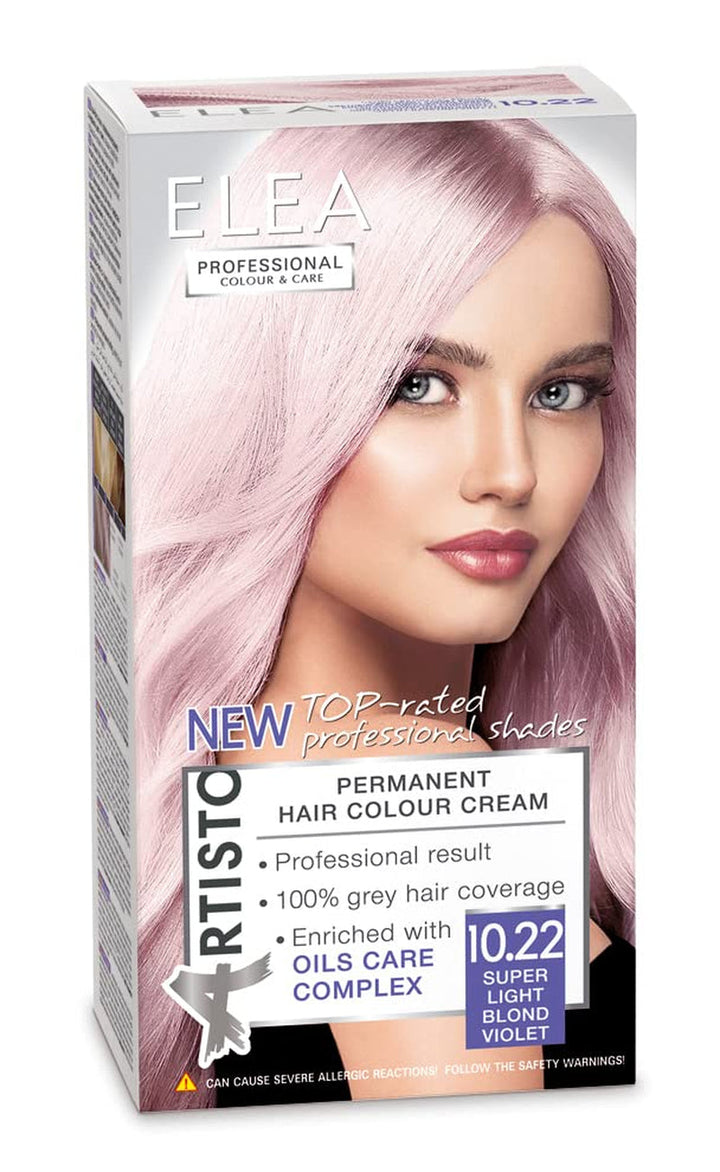 Culoarea permanentă a părului Color & Care 120ml, rezultat profesional, acoperirea părului gri, îmbogățită cu complexe de îngrijire a uleiurilor-Culoarea părului de lungă durată (10.1 Super blond deschis cenușă) Vopsea pentru par Naty Shop 10.22 Violet blond super deschis