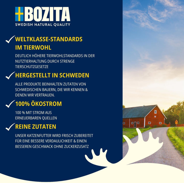 Bozita Sterilised Wet Food Morsels in Jelly With Beef - 12X85G săculeți Grain Free & Wheat Free Food For Cats - Hrană umedă pentru pisici cu un conținut de 8,5% proteine și 3,5% grăsimi