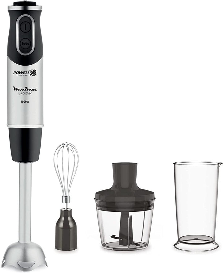 DD6558 DD655810 Quickchef 3-In-1 Tauchmixer, Powelix-Technologie, 3 Zubehörteile, Edelstahl, Stahl/Schwarz