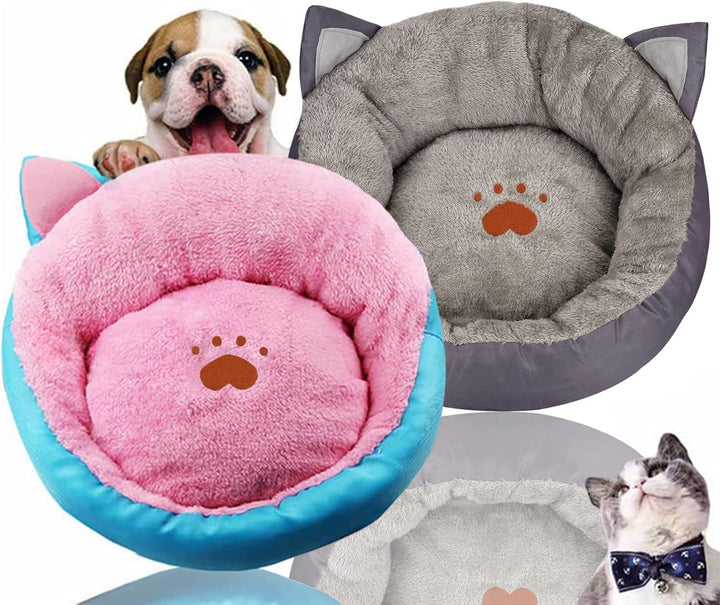 Pat lavabil pentru câini Queta, pat pentru pisici. Coș rotund în formă de ureche de pisică, pat cald pentru animale de companie, pat pentru pisici, saltea de dormit pentru pisici, pat pentru animale de companie. (Gri)