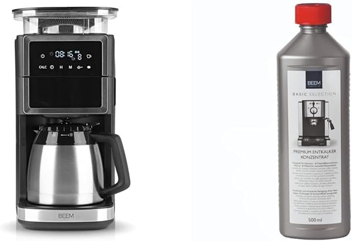 Espressor cu filtru BEEM FRESH-AROMA-PERFECT III cu râșniță - Thermo | Oțel inoxidabil | Cu vas izolat și funcție Aroma Plus | Filtru permanent și temporizator de 24 de ore | 1000 W | Până la 10 cești