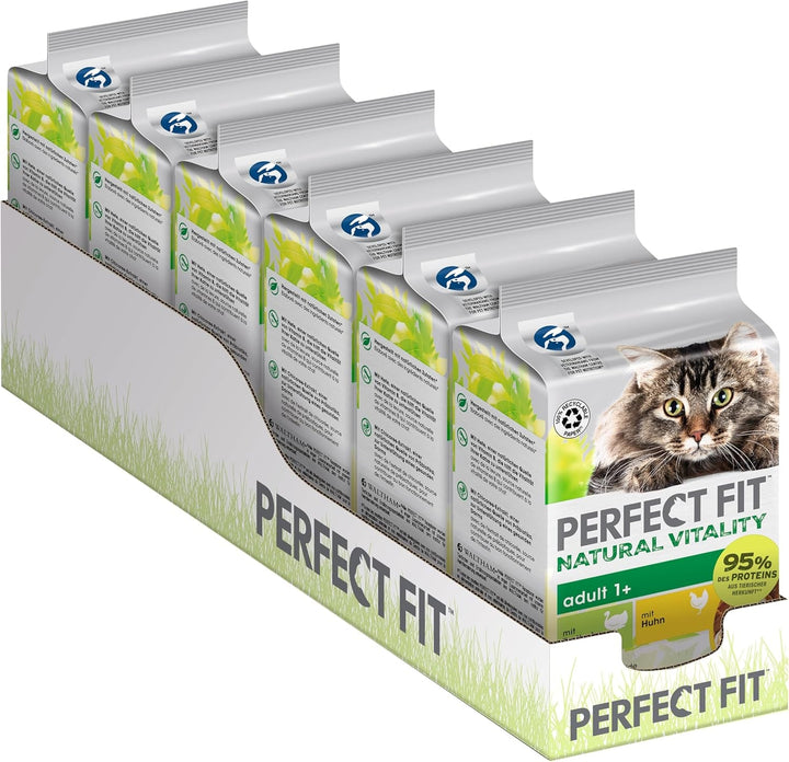 Hrană umedă pentru pisici PERFECT FIT Adult 1+ Premium - 36X50G săculeți - cu pește oceanic și curcan - hrană umedă pentru pisici - fără cereale