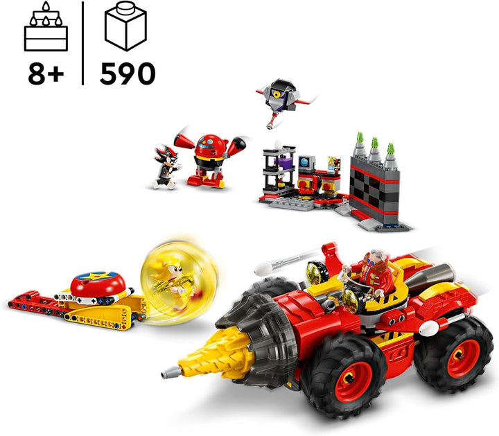 LEGO Sonic the Hedgehog Super Sonic Vs. Egg Drillster, set de jocuri video de aventură, cadou pentru copii, set cu Shadow și Dr Eggman pentru băieți și fete de la 8 ani 76999