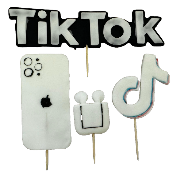 Set di 4 decorazioni commestibili da Sugar Paste, Tiktok