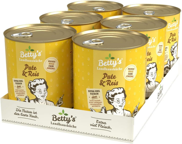 Betty'S Landhausküche cutie de hrană umedă pentru pisici, Fără cereale, Cea mai bună calitate, Carne de înaltă calitate, Gently cooked, Potrivit pentru toate rasele de pisici, Pui și fazan cu ulei de borangic 6 X 200 G