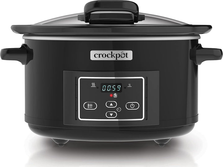 Crock-Pot Timeselect Digitaler Schongarer | Mit Programmierbarem Timer Und Digitaler Anzeige | 5,6 L Fassungsvermögen (Für 7 Personen Und Mehr) | Warmhaltefunktion | Edelstahl [CSC066X]