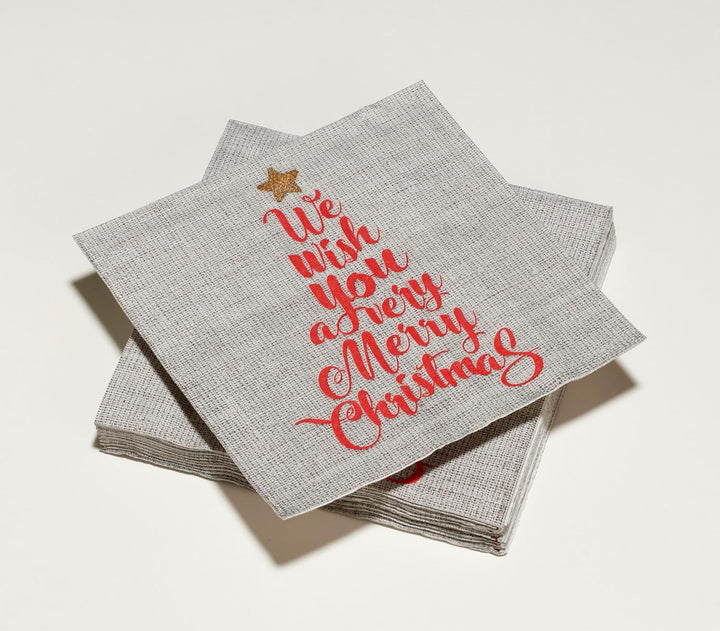 20 șervețele din bumbac, 33 X 33 Cm, 3 straturi, Tree Text