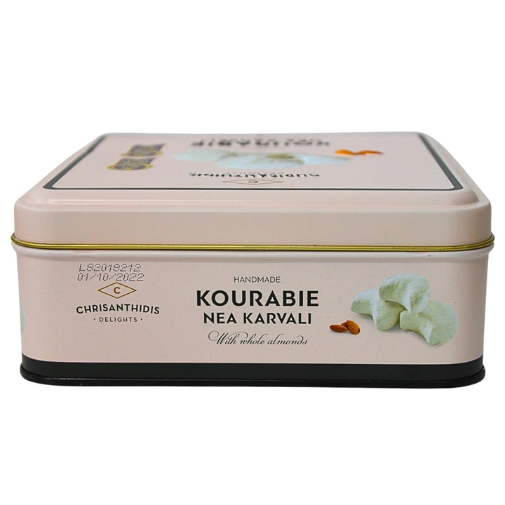 Chrisanthidis Delights Kourabie tradițională grecească cu unt și migdale în cutie metalică 450g