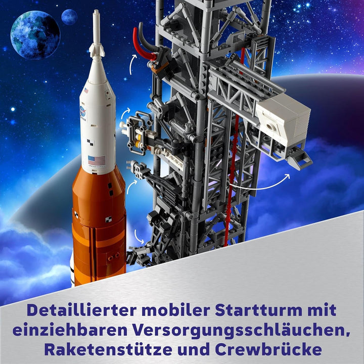 LEGO Icons NASA Artemis rampa de lansare, cadou, decor pentru camera de zi sau birou, set de construcție pentru adulți, cu capsula spațială Orion și rampa de lansare, obiect de colecție 10341