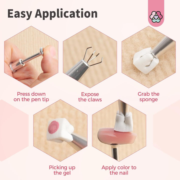 125 Nail Art Schwämme Und 4 Krallen Nail Sponge Metallgreifer Für Ombre Und Gradient Nageldesign, Nagelkunst-Schwamm Pinsel, Maniküre Zubehör Für Nägel, Nail Art Schwämme Für Babyboomer Effekte DIY