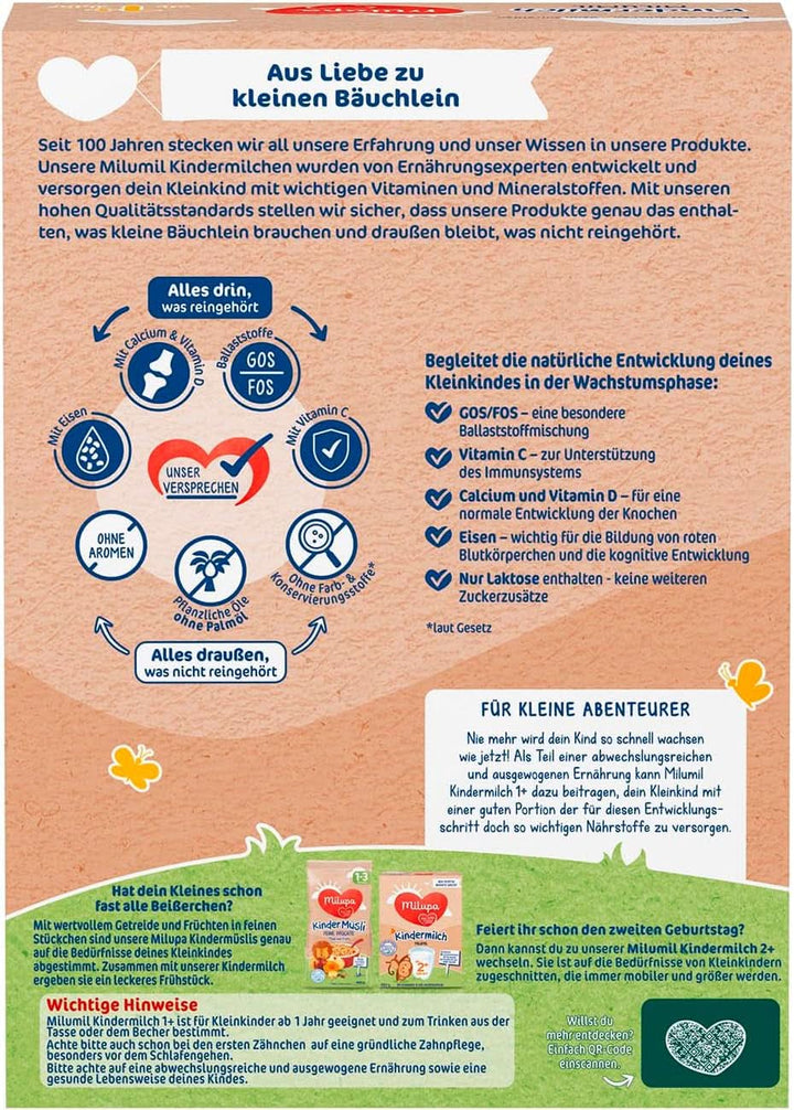 Milupa Milumil Kindermilch 1 plus – Ab 1 Jahr – Für Kleinkinder in Der Wachstumsphase – Begleitet Die Natürliche Entwicklung – 5 X 550 G Pulver