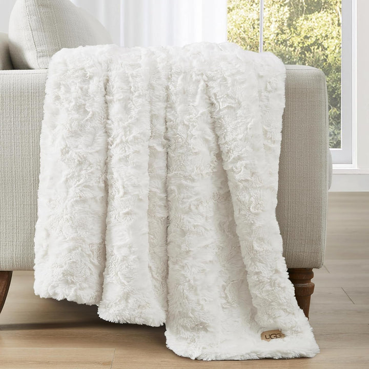 UGG Adalee 10483 Ãœberwurfdecke Aus Weichem Kunstfell, Wendbar, LuxuriÃ¶s, GemÃ¼tlich, Flauschig, Flauschig, Hotelstil, Boho, Heimdekoration, Weiche, LuxuriÃ¶se, Bequeme Decken FÃ¼r Couch, 178 X 127 Cm,