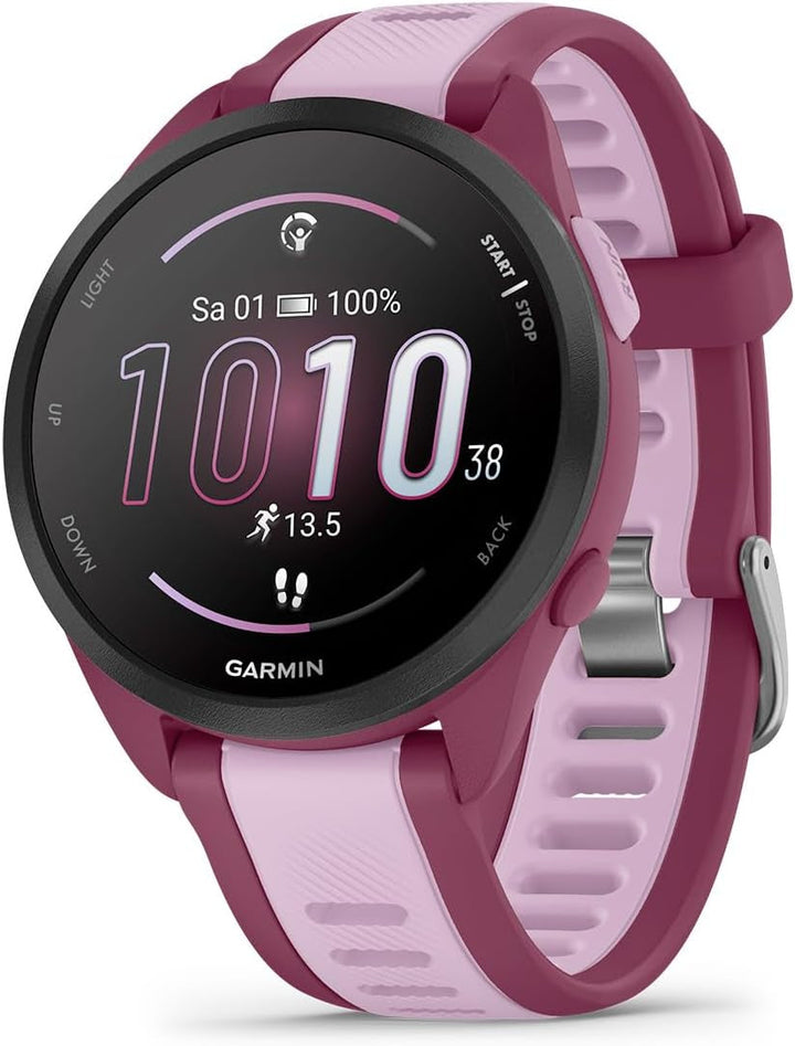 Garmin Forerunner 165 Music - smartwatch GPS ușor pentru alergare, cu ecran tactil AMOLED de 1,2", recomandări de antrenament, date despre sănătate, funcții inteligente și muzică pe încheietura mâinii