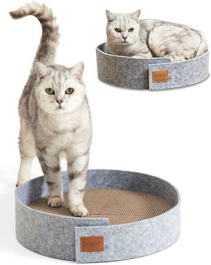 Piupet® Scărpitor pentru pisici I Diametru 38 cm I Scărpitori elegante cu aspect de fetru I Scărpitor extra rotund pentru pisici | Stâlp de zgâriat pentru pisici | Covoraș de zgâriat pentru pisici | Scărpitor pentru pisici