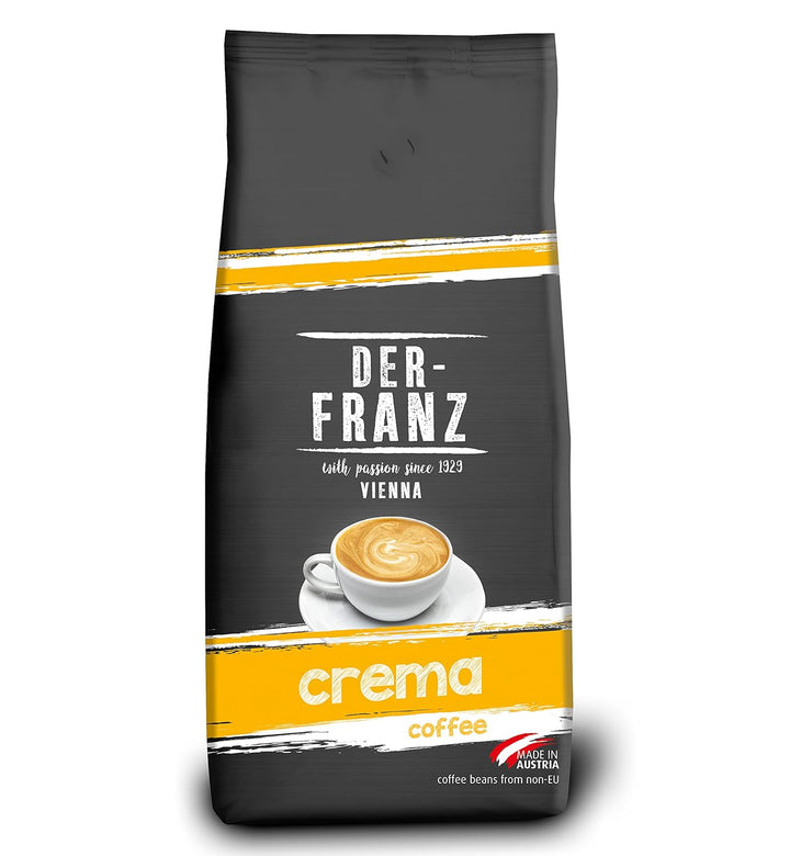 DER-FRANZ Kaffee Crema, Intensität 4/5, 100% Arabica, Ganze Kaffeebohnen, 1000G