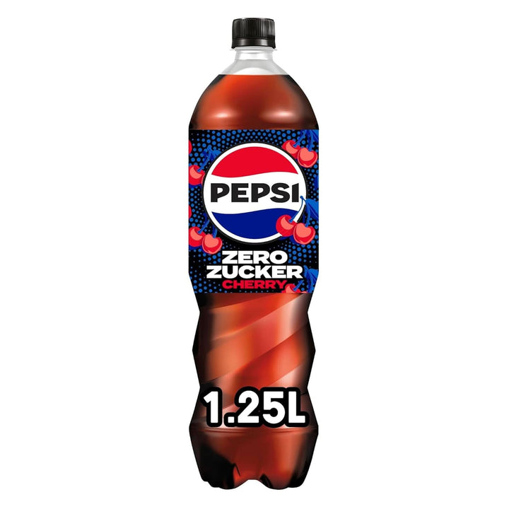 Pepsi Zero Sugar Cherry, Băutura răcoritoare fără zahăr, cola cofeinizată cu aromă de cireșe într-o sticlă, set 6 x 1,25 litri