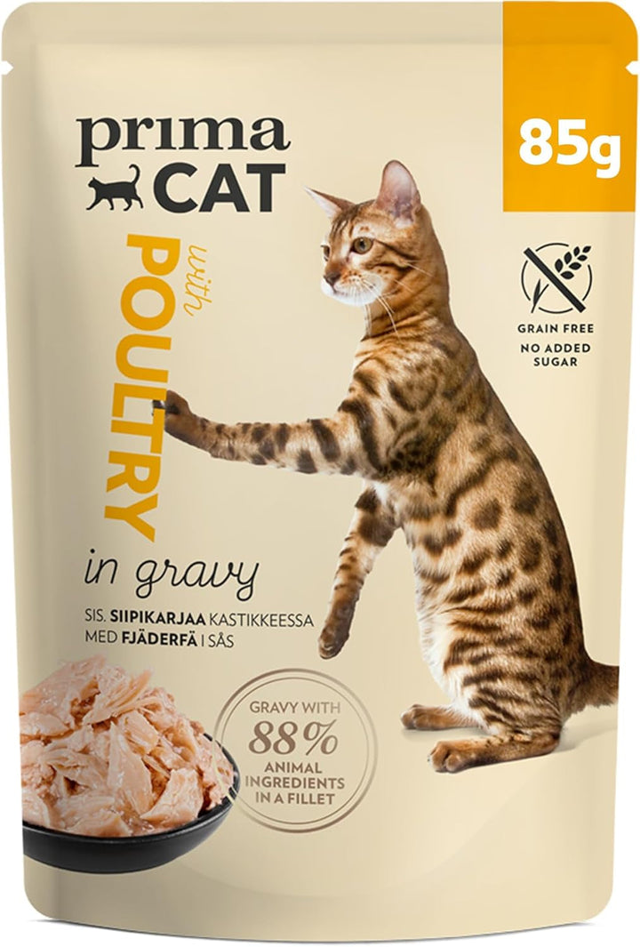 Primacat - Hrană umedă Classic pentru pisici, cu aromă de pasăre în sos, 28 X 85 G