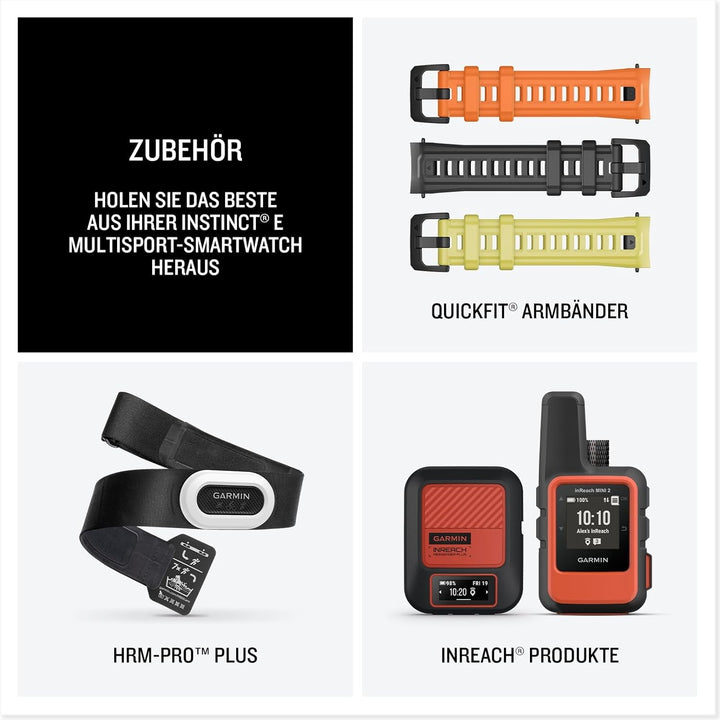 Garmin Instinct E 45mm - Smartwatch GPS rezistent la apă, cu design robust, cu ecran de 1,2" pentru utilizare în aer liber, alergare, ciclism și multe altele - cu măsurare a ritmului cardiac, navigare precisă și numeroase funcții inteligente