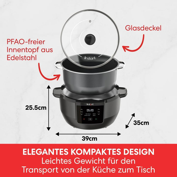 Instant Pot Superior Slow Cooker/Schongarer, 7.1L Multikocher / 4 Kochfunktionen (Schongaren, Braten, Dampfgaren & Warmhalte Funktion) Spülmaschinengeeignet – 800W, Schwarz