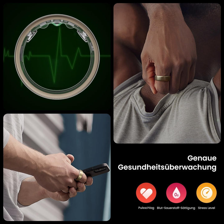 Inel Amazfit Helio mărimea 12, inel inteligent cu monitorizare a somnului, măsurare a ritmului cardiac, rezistență la apă 10 ATM - tracker de fitness ultra-ușor de 3,82 g cu autonomie de până la 4 zile